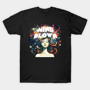 Mind Blown Psychedelic Mindblowing Retro Floral Print T-Shirt